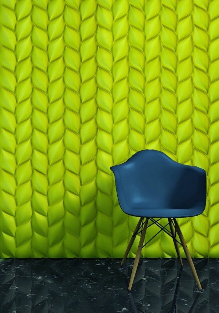 3D wall panels design in green color
