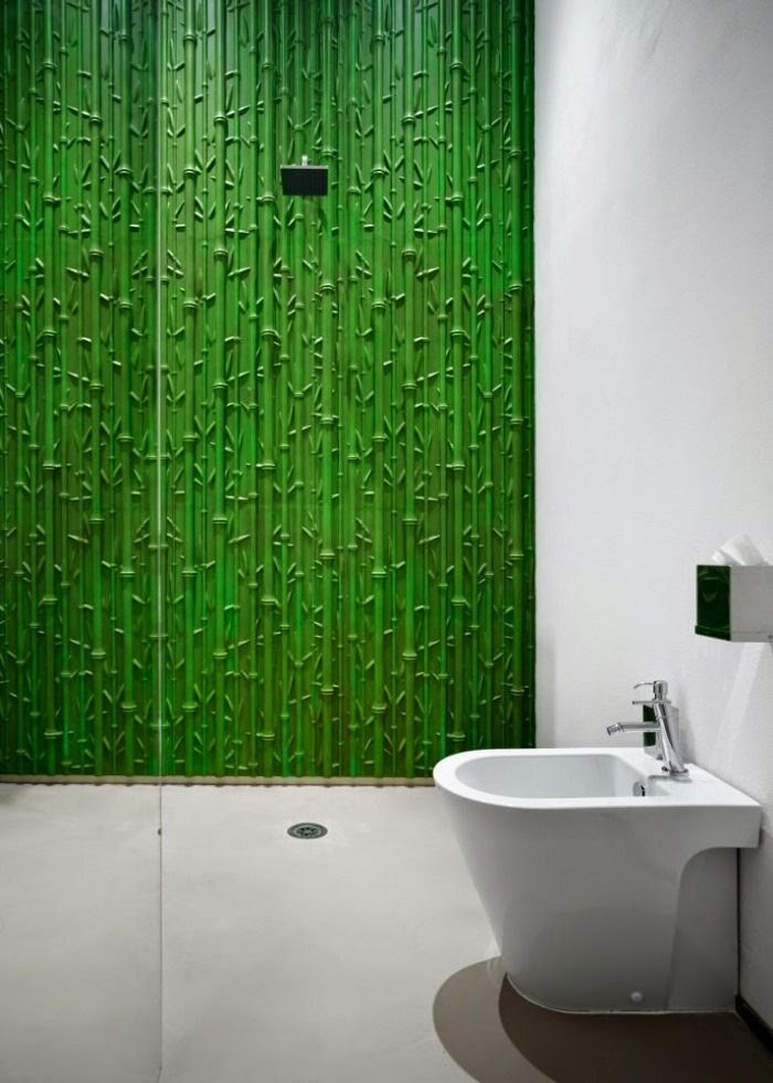 3D wall panels with Bamboo in green color