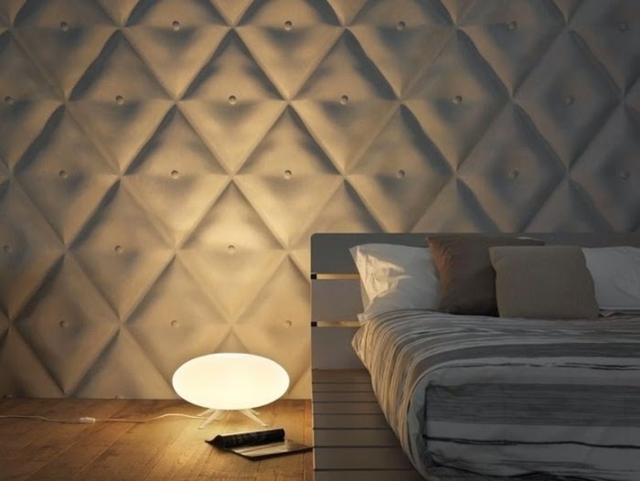 creative bedroom design with 3D decorative wall panels